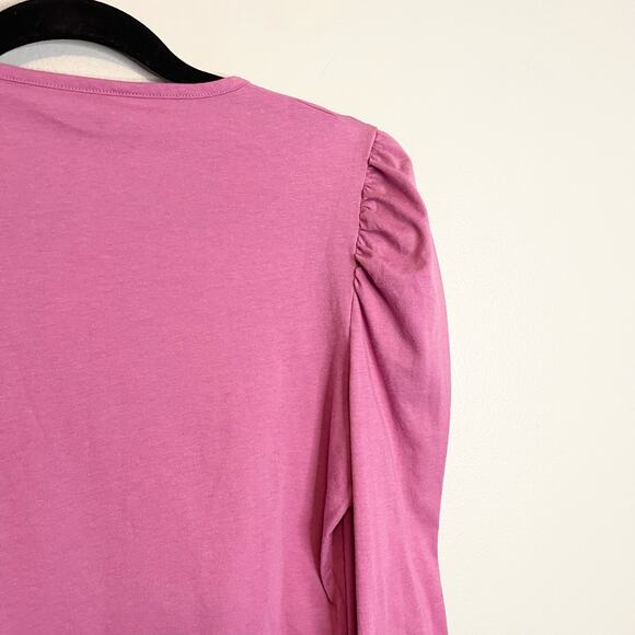 Rebecca Taylor Purple womens Ruched Long Sleeve Shoulder Knit Top Medium - Picture 5 of 16